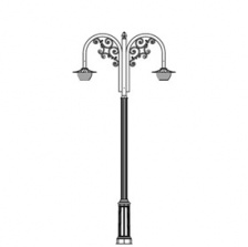 Mainstreet:5 Series Base w/ Cripple Creek Series Dbl Arms & Radial Wave Luminaires
