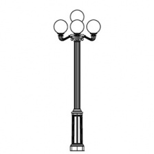 Mainstreet:5 Series Base w/ Victorian Series 4 Arms & (5) R-3012 Round Globes