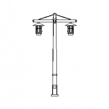 Aspen Series Tapered Square Pole w/ Aspen Series Dbl Arms & Aspen Series Pendant Luminaires