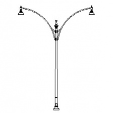 Grand Tawas 20 Series Base w/ Davenport Series Double Arm & Bayside Series Luminaires