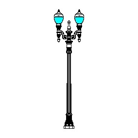El Paso Plaza-18 Series Base w/ El Paso Plaza Series Twin Arms & Plaza 2014-425 Luminaires