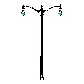 Grand Bealle Street Series Base w/ Bull Series Double Arms & Boston Common Series Pendant Luminaires