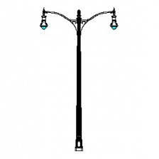 Grand Bealle Street Series Base w/ Bull Series Double Arms & Boston Common Series Pendant Luminaires