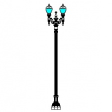 El Paso Plaza-24 Series Base w/ El Paso Plaza Series Twin Arms & Plaza 2014-425 Luminaires