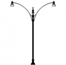 El Paso Plaza-24 Base w/ Davenport Series Double Arms w/ El Paso Plaza Series Full Hood Luminaires