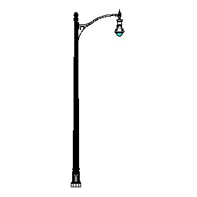 Grand Bealle Street Series Base w/ Bull Series Single Arm & Boston Common Series Pendant Luminaire