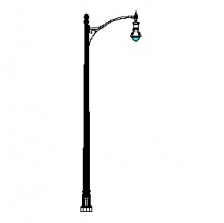 Grand Bealle Street Series Base w/ Bull Series Single Arm & Boston Common Series Pendant Luminaire