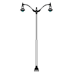 Niland-24 Series Base w/ Manchester Series Double Arms & Boston Common-26 Luminaires
