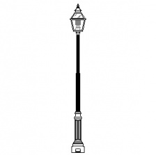 Cast Shrewsbury Series Base & Pole w/ Shrewsbury Series Luminaire