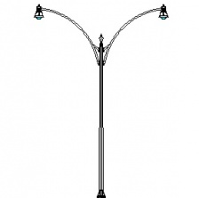 Westpoint Series Base w/ Davenport Series Double Arms & El Paso Plaza Series Short Hood Luminaires
