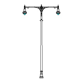 Cambridge Series Base w/ Cambridge Series Double Arms & Boston Common-18 Series Luminaires