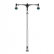 Cambridge Series Base w/ Cambridge Series Double Arms & Boston Common-18 Series Luminaires